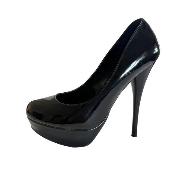 Wild Diva Patent Leather High Heel Stilettos Size 8 Black Women's Platform Pumps - Picture 1 of 16